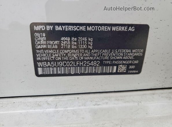 WBA5U9C02LFH25482 2020 BMW M3 White Շարժիչի բաժամունքի տեսք