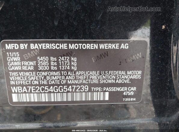 WBA7E2C54GG547239 2016 BMW 7 SERIES Black Շարժիչի բաժամունքի տեսք