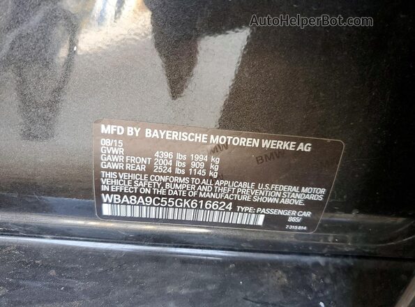 WBA8A9C55GK616624 2016 BMW 3 SERIES Black Widok komory silnika