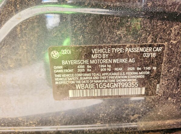 WBA8E1G54GNT99355 2016 BMW 3 SERIES Black Вид підкапотного простору