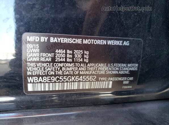 WBA8E9C55GK645562 2016 BMW 3 SERIES Black ძრავის განყოფილების ხედი