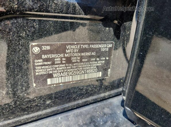 WBA8E9G59GNT46620 2016 BMW 3 SERIES Black Vista del compartimento del motor