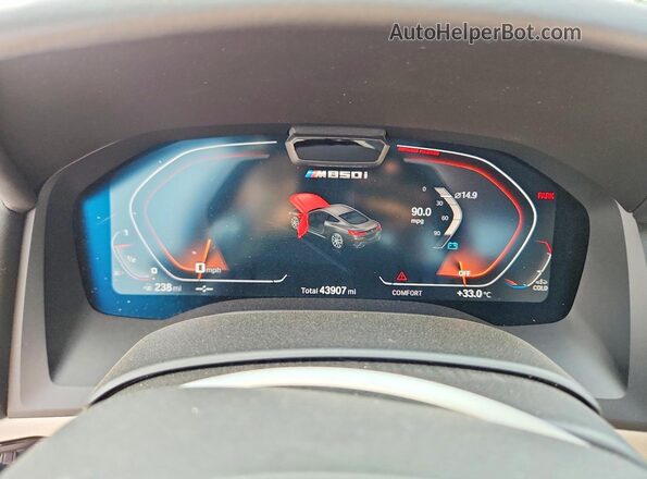 WBABC4C57KBJ35768 2019 BMW M8 Blue Вид щитка приладів