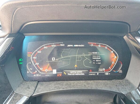 WBAHF9C01LWW37544 2020 BMW Z4 Black Vista del cuadro de instrumentos