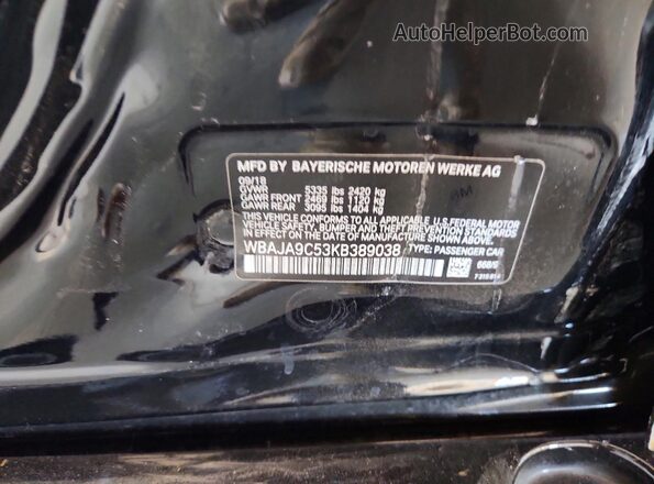 WBAJA9C53KB389038 2019 BMW 5 SERIES Black ძრავის განყოფილების ხედი