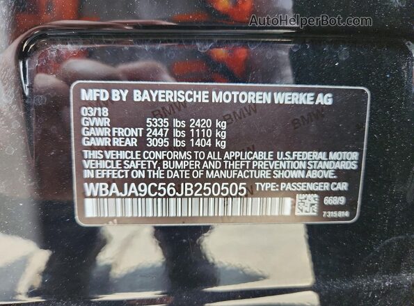 WBAJA9C56JB250505 2018 BMW 5 SERIES Black Вид підкапотного простору