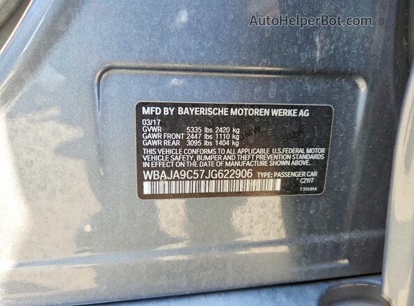 WBAJA9C57JG622906 2018 BMW 5 SERIES Gray Engine compartment view