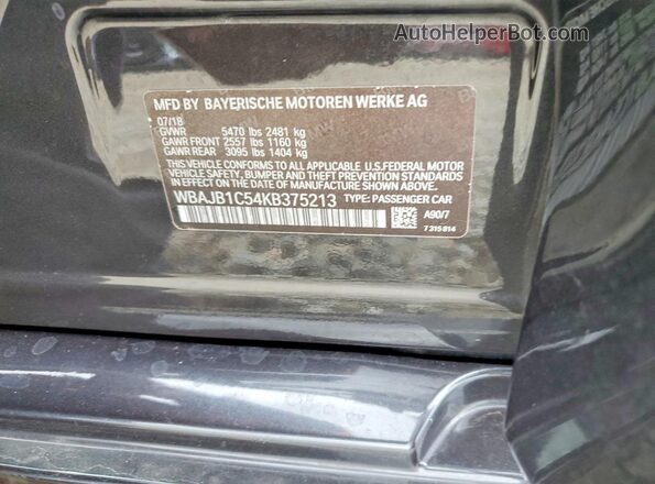 WBAJB1C54KB375213 2019 BMW 5 SERIES Charcoal Engine compartment view