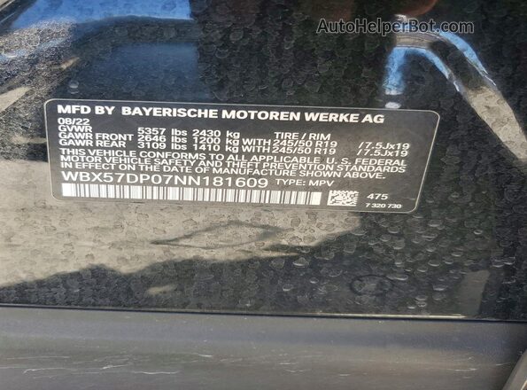 WBX57DP07NN181609 2022 BMW X3 Black Vista del compartimento del motor