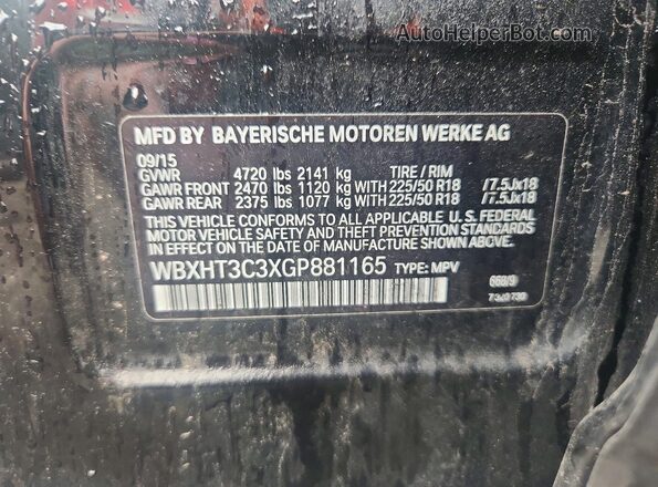 WBXHT3C3XGP881165 2016 BMW X1 Black Widok naklejki z numerem VIN