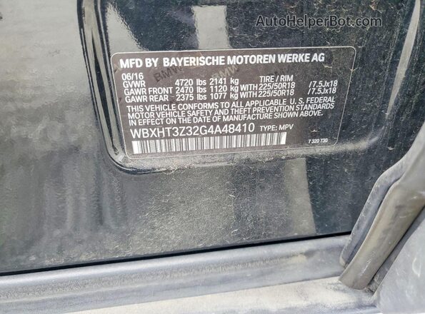 WBXHT3Z32G4A48410 2016 BMW X1 Black Панорамний вид салону 360°