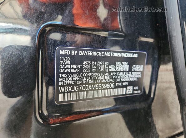 WBXJG7C0XM5S59806 2021 BMW X1 Black VIN կոդի պիտակի տեսք