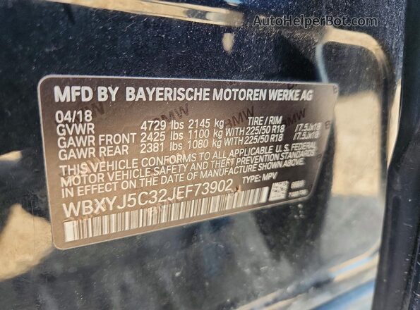 WBXYJ5C32JEF73902 2018 BMW X2 Черный Вид наклейки с VIN-кодом