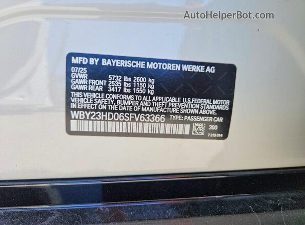 WBY23HD06SFV63366 2025 BMW I4 Белый Вид подкапотного пространства
