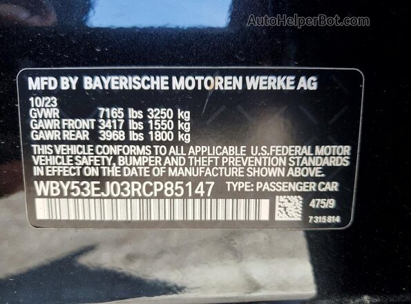 WBY53EJ03RCP85147 2024 BMW OTHER Black Вид наклейки з VIN-кодом