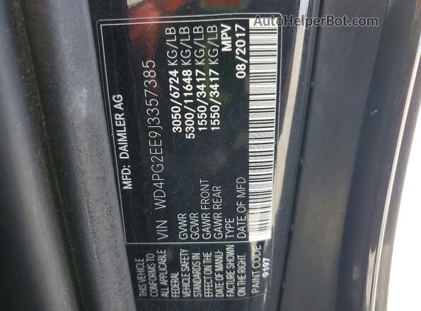 WD4PG2EE9J3357385 2018 MERCEDES-BENZ METRIS Black Vista de la etiqueta del VIN