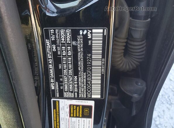 WDC0G4JB3GF019274 2016 MERCEDES-BENZ GLC-CLASS Black Widok naklejki z numerem VIN