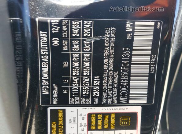 WDC0G4KB5GF041369 2016 MERCEDES-BENZ GLC-CLASS Черный Вид наклейки с VIN-кодом
