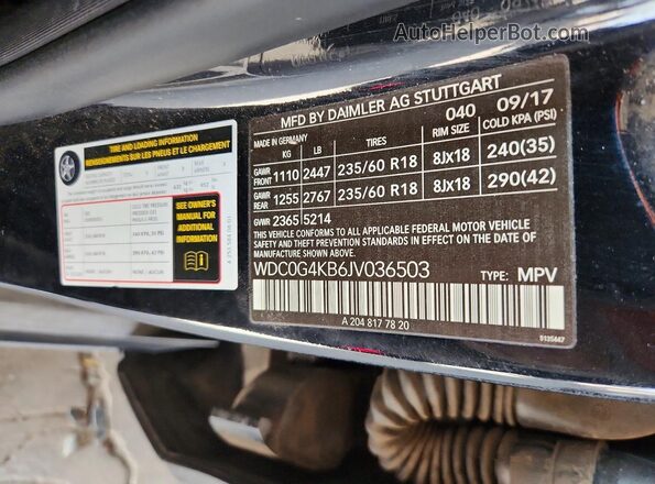 WDC0G4KB6JV036503 2018 MERCEDES-BENZ GLC-CLASS Black VIN sticker view
