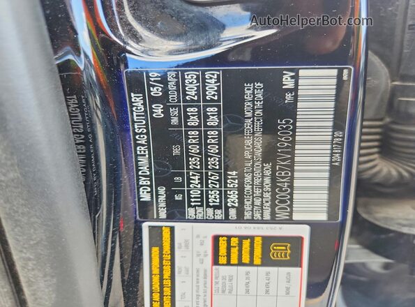 WDC0G4KB7KV196035 2019 MERCEDES-BENZ GLC-CLASS Черный Вид наклейки с VIN-кодом