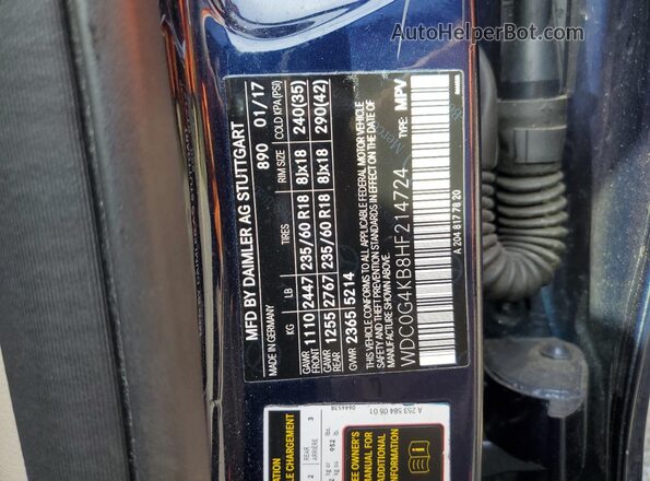 WDC0G4KB8HF214724 2017 MERCEDES-BENZ GLC-CLASS Blue Widok naklejki z numerem VIN