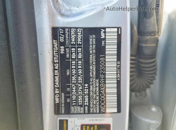 WDC0G4KB9HF235081 2017 MERCEDES-BENZ GLC-CLASS Silver Вид підкапотного простору
