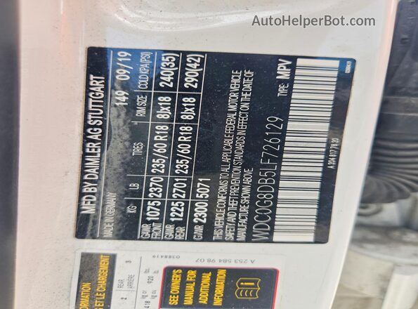 WDC0G8DB5LF726129 2020 MERCEDES-BENZ GLC-CLASS White Widok komory silnika