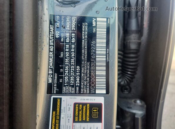 WDC0G8EB3LF679276 2020 MERCEDES-BENZ GLC-CLASS Серый Вид наклейки с VIN-кодом