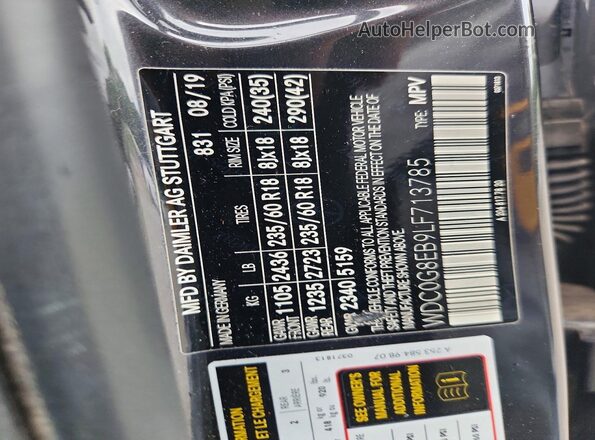 WDC0G8EB9LF713785 2020 MERCEDES-BENZ GLC-CLASS Black VIN კოდის სტიკერის ხედი
