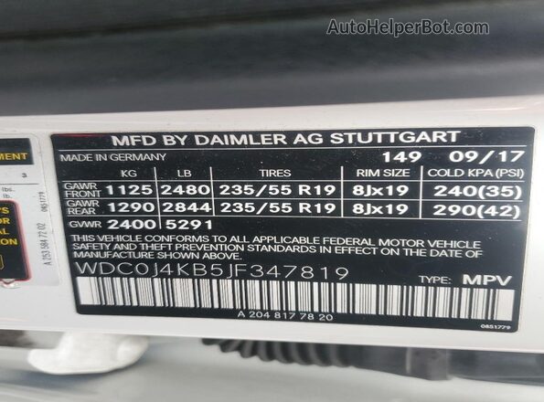 WDC0J4KB5JF347819 2018 MERCEDES-BENZ GLC-CLASS White 360 interior view