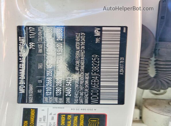 WDC0J6EB4JF382259 2018 MERCEDES-BENZ GLC-CLASS White Widok komory silnika