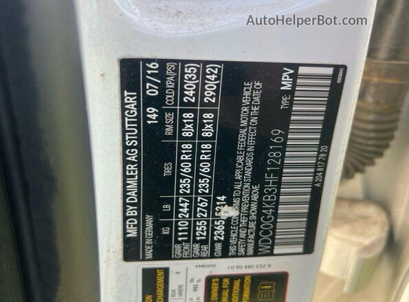 WDCG4KB3HF128169 2017 MERCEDES-BENZ GLC-CLASS White Սալոնի հետևի տեսք