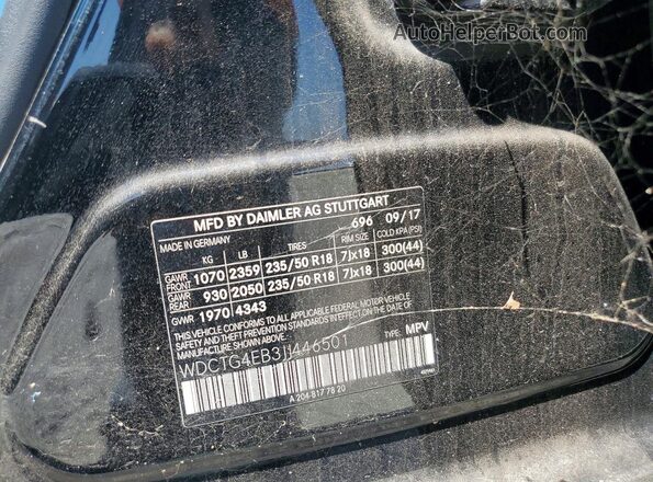 WDCTG4EB3JJ446501 2018 MERCEDES-BENZ GLA Black Widok naklejki z numerem VIN