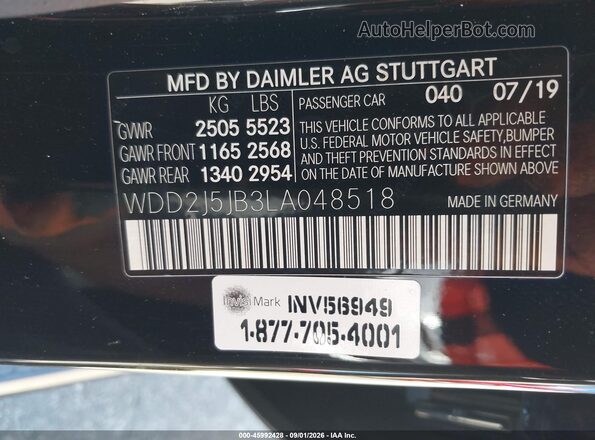 WDD2J5JB3LA048518 2020 MERCEDES-BENZ CLS-CLASS Black Vista del compartimento del motor