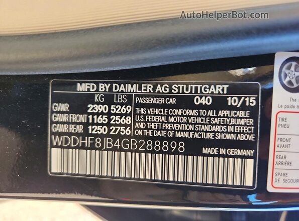 WDDHF8JB4GB288898 2016 MERCEDES-BENZ E Черный Вид подкапотного пространства