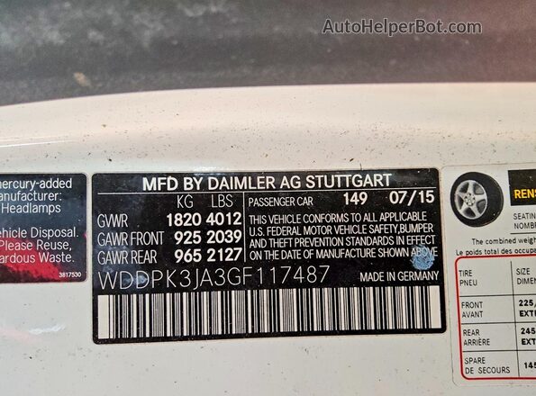 WDDPK3JA3GF117487 2016 MERCEDES-BENZ SLK White Widok komory silnika