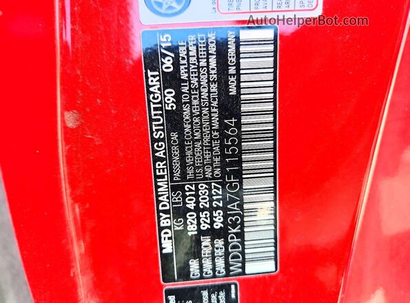 WDDPK3JA7GF115564 2016 MERCEDES-BENZ SLK Red Engine compartment view
