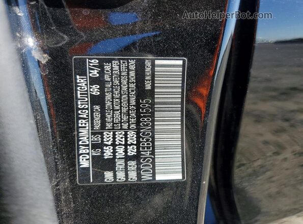 WDDSJ4EB5GN381595 2016 MERCEDES-BENZ CLA-CLASS Black Vista de la etiqueta del VIN