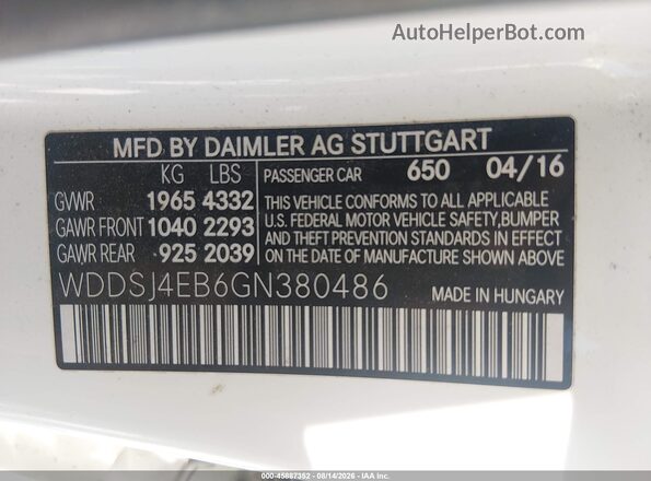 WDDSJ4EB6GN380486 2016 MERCEDES-BENZ CLA 250 Cream Vista del compartimento del motor