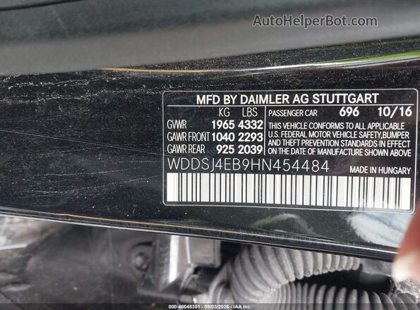 WDDSJ4EB9HN454484 2017 MERCEDES-BENZ CLA 250 Black ძრავის განყოფილების ხედი