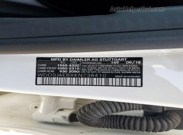 WDDSJ4EBXKN738410 2019 MERCEDES-BENZ CLA-CLASS Белый Вид подкапотного пространства