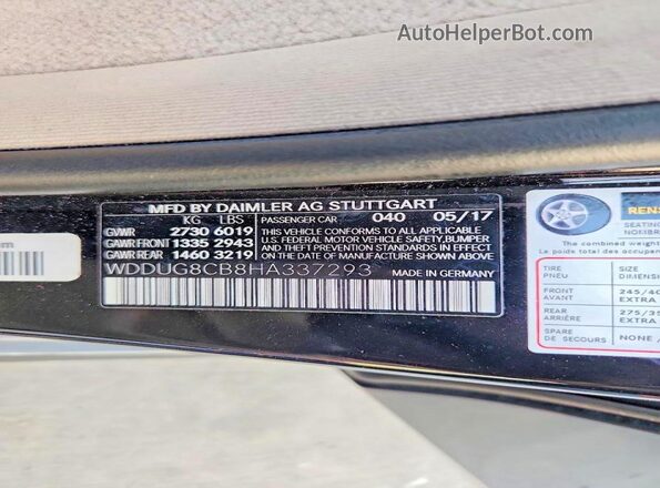 WDDUG8CB8HA337293 2017 MERCEDES-BENZ S Black Vista del compartimento del motor