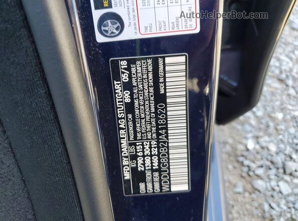 WDDUG8DB2JA418620 2018 MERCEDES-BENZ S Blue Vista de la etiqueta del VIN