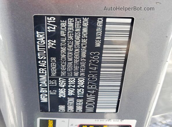 WDDWF4JB7GR147363 2016 MERCEDES-BENZ C Gray Widok komory silnika