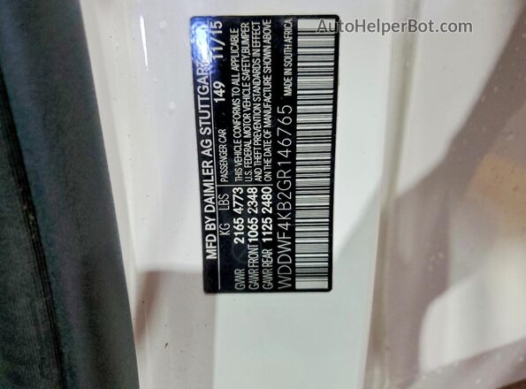 WDDWF4KB2GR146765 2016 MERCEDES-BENZ C White Engine compartment view