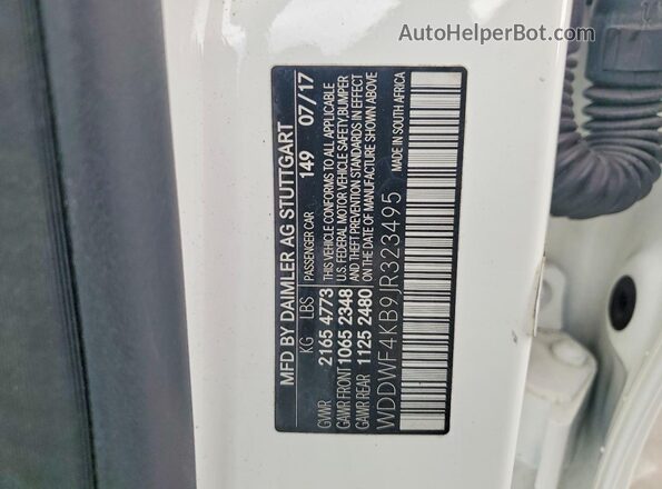 WDDWF4KB9JR323495 2018 MERCEDES-BENZ C White Вид підкапотного простору