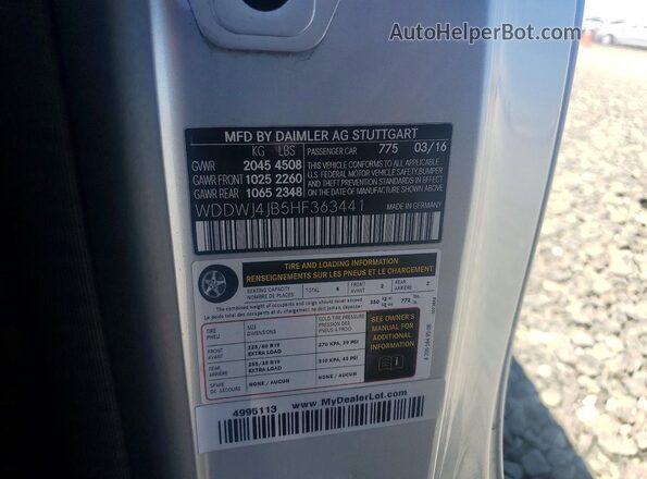 WDDWJ4JB5HF363441 2017 MERCEDES-BENZ C Silver Вид підкапотного простору