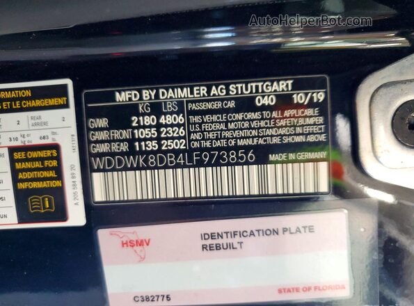 WDDWK8DB4LF973856 2020 MERCEDES-BENZ C Black Շարժիչի բաժամունքի տեսք