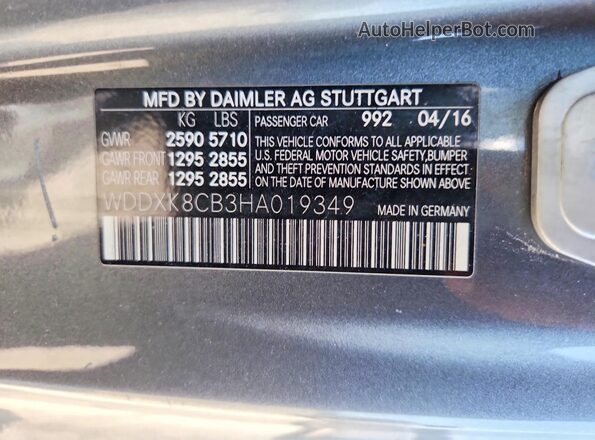 WDDXK8CB3HA019349 2017 MERCEDES-BENZ S Blue Vista del compartimento del motor