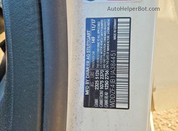 WDDZF4JB1JA384451 2018 MERCEDES-BENZ E White VIN sticker view